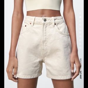 NWT ZARA Ecru White Denim Shorts